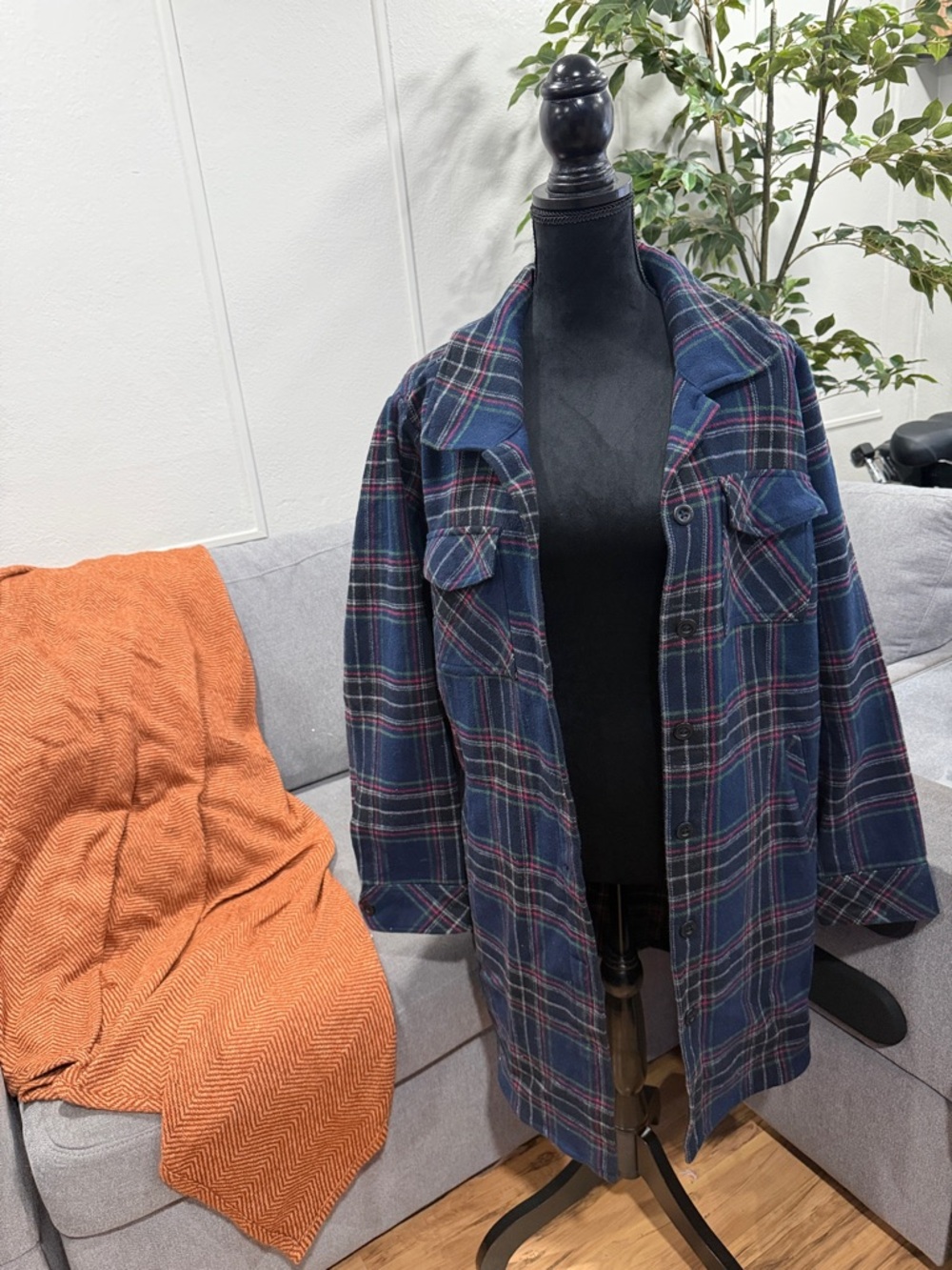 torrid Navy Plaid Pea Coat